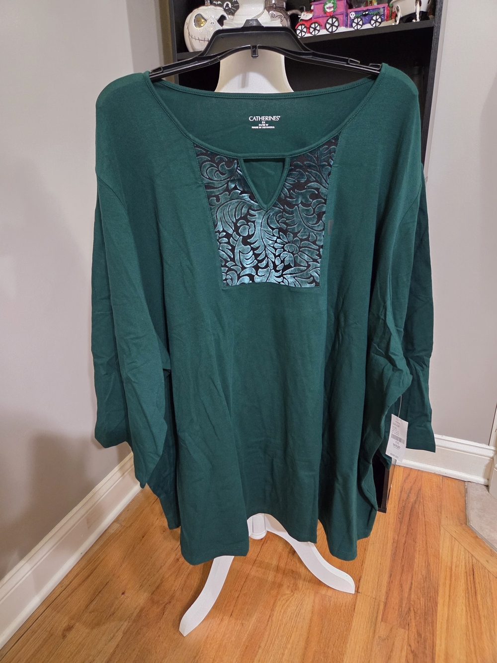 Catherines Emerald Green Embossed Scoop Neck Tunic